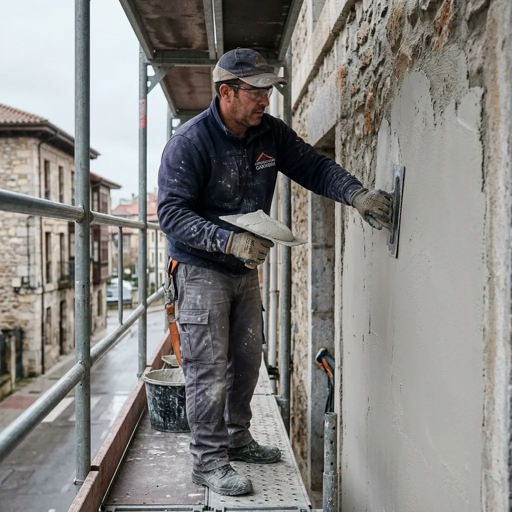 Reparación de canto de balcón y revestimiento en un edificio de Suances