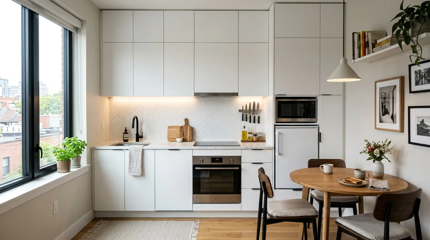 Reforma de una cocina pequeña en un piso de Santander con office integrado